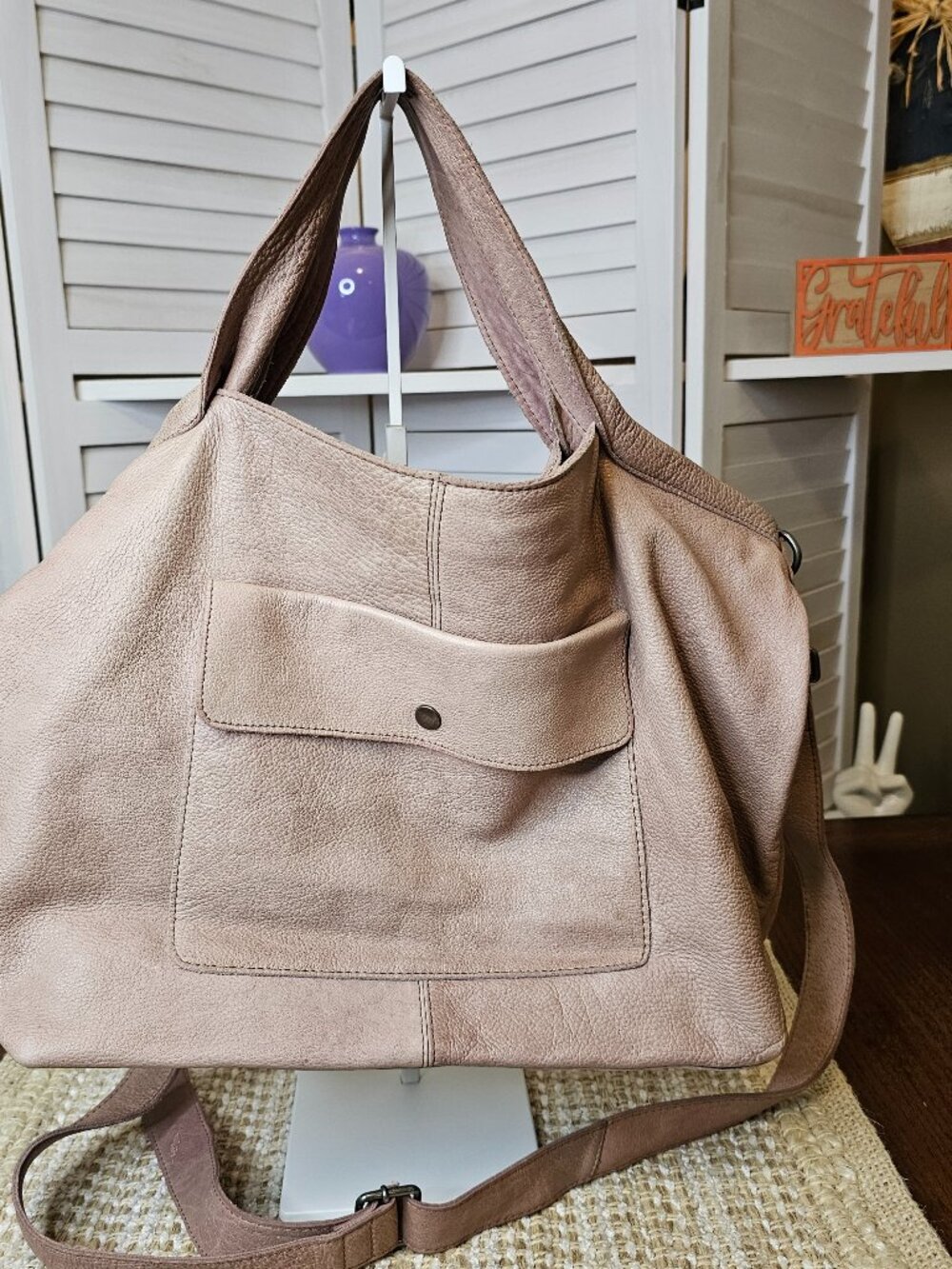 latico Taupe Leather Crossbody Tote Bag
